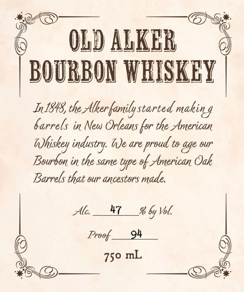 Old Alker Single Barrel Bourbon 750ML OAD