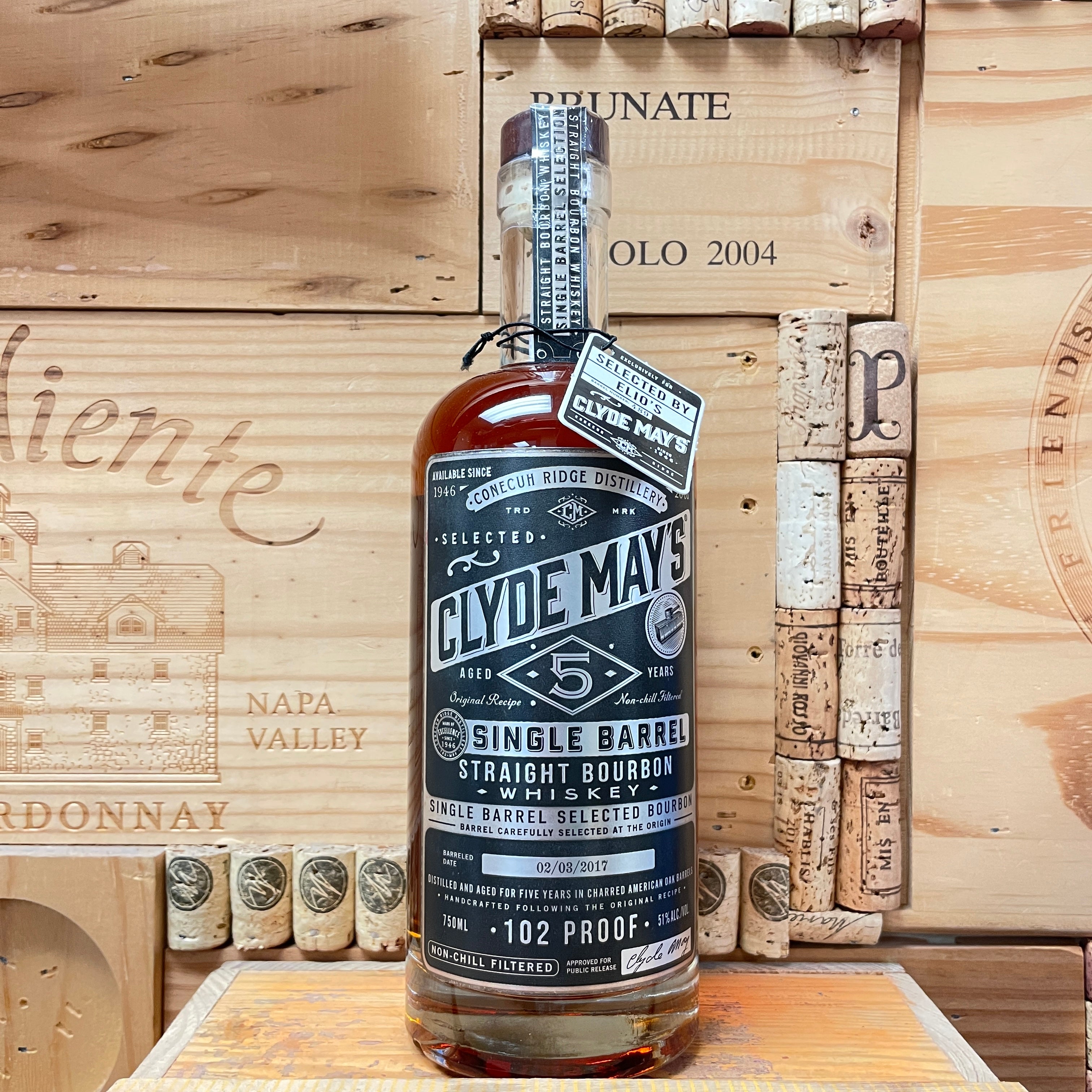 Clyde may's Elio's Pick Single Barrel 102 Proof Bourbon Whiskey 750ML
